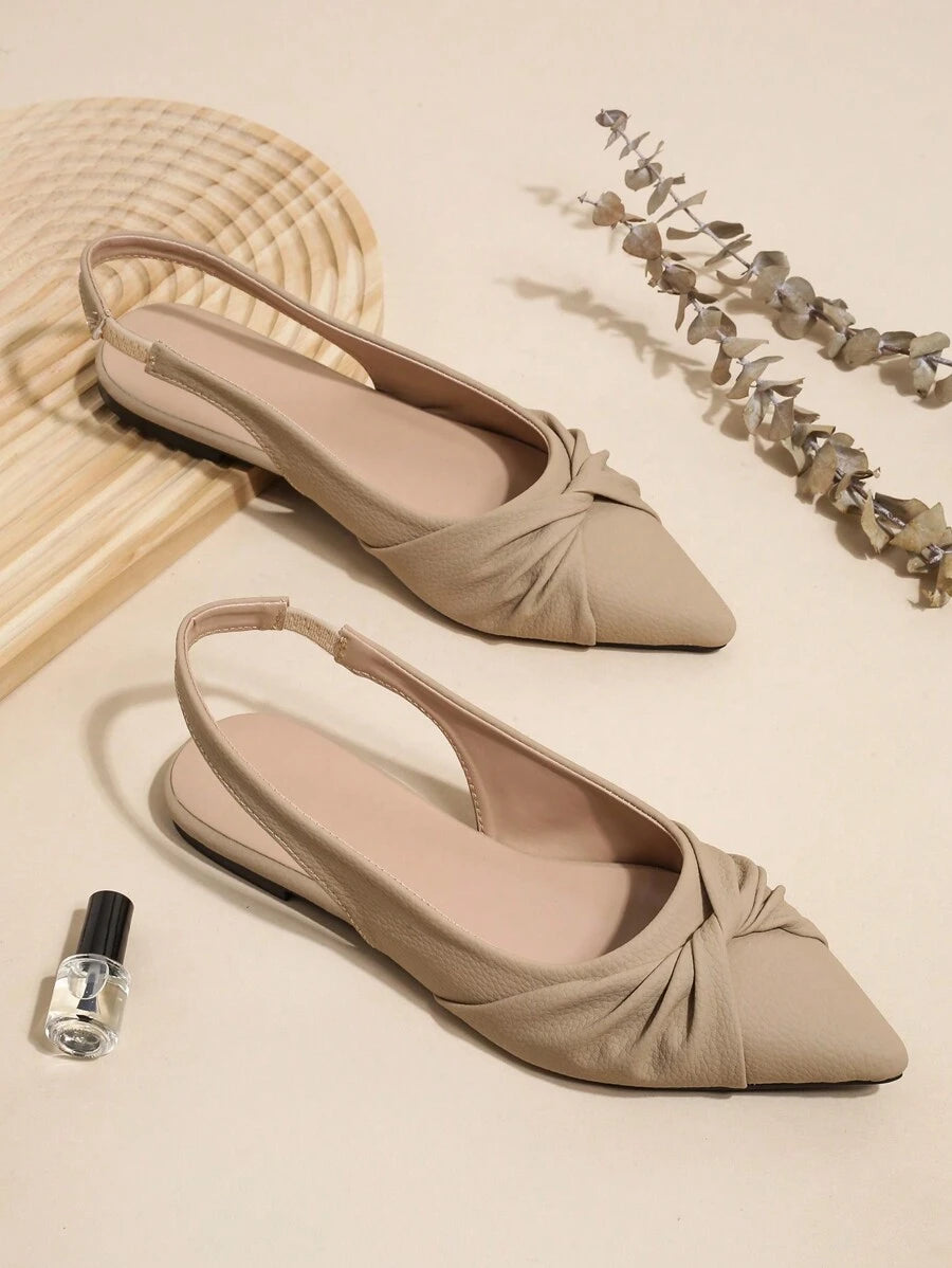 Autumn Ladies' Khaki Pointed Toe Flat Shoes