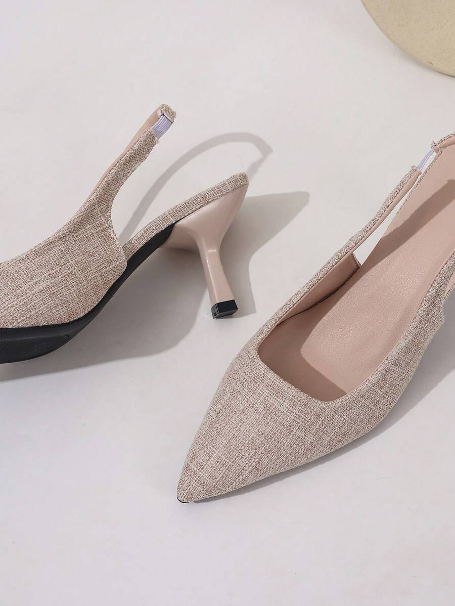 Women Pointed Toe Fashion Elegant Black Open Back High Heel Shoes