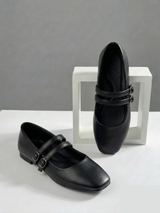 Metallic Strap Ballet Flats