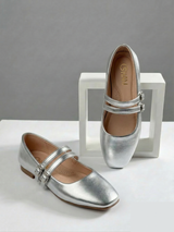 Metallic Strap Ballet Flats