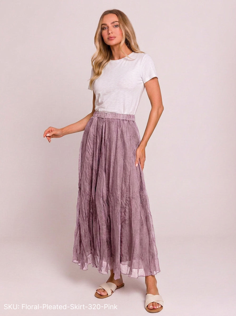 Floral Pleated Skirt