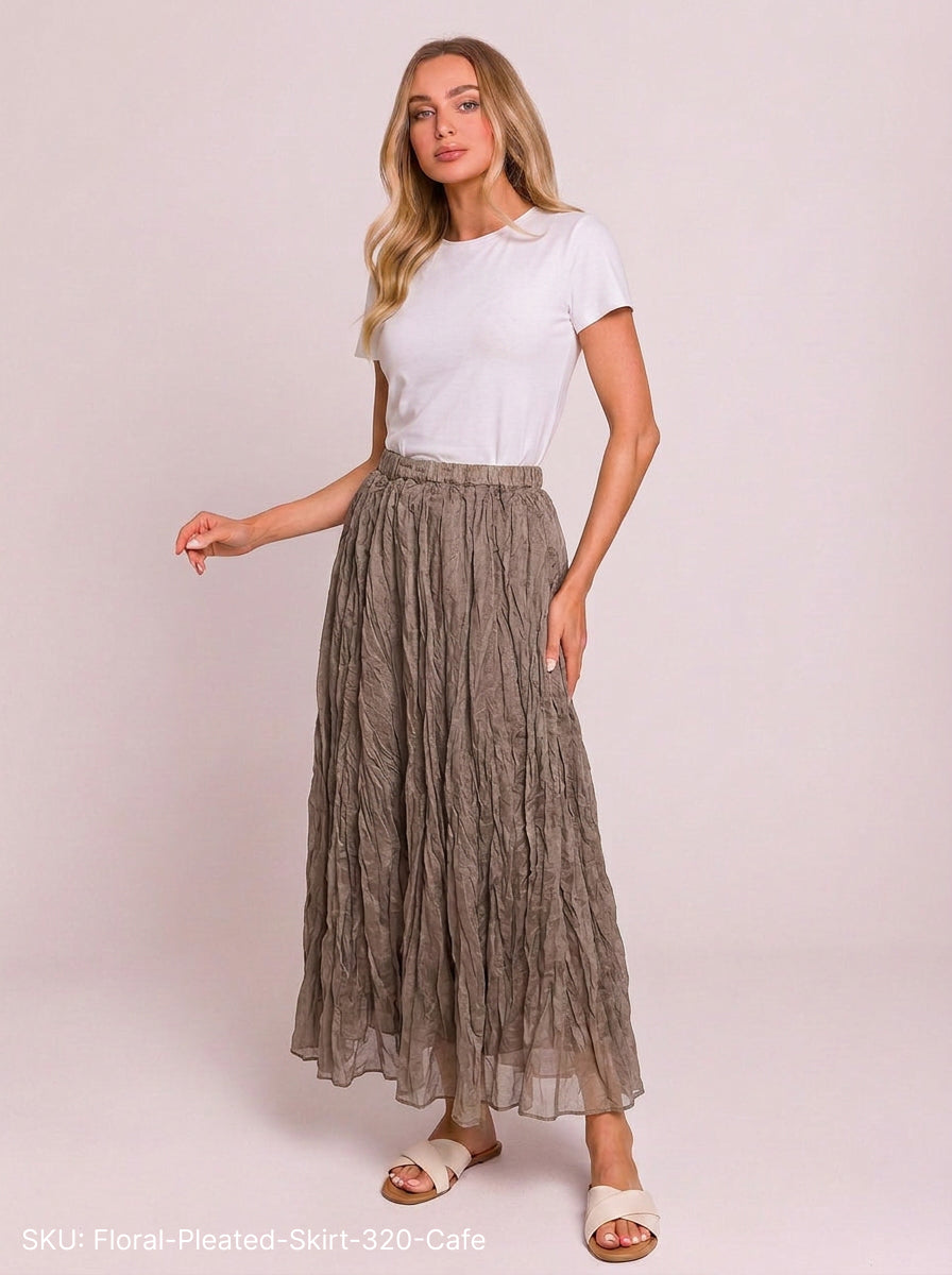 Floral Pleated Skirt