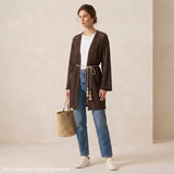 Cardigan with Burlap Belt