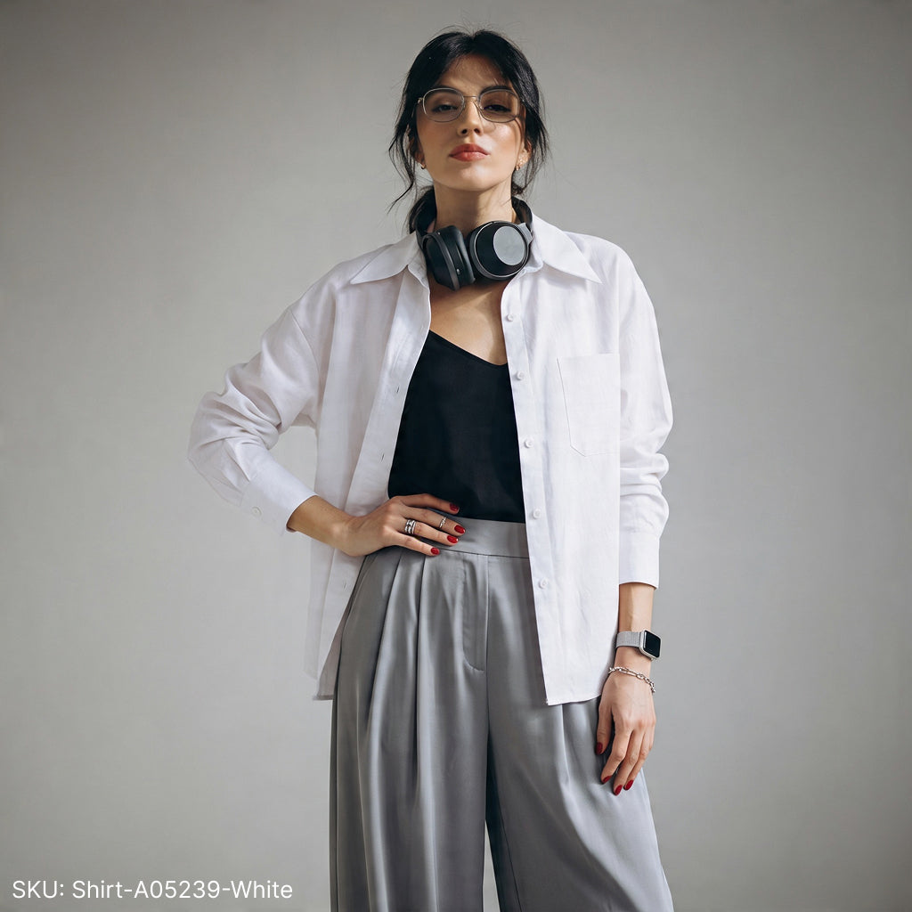 Short poplin shirt